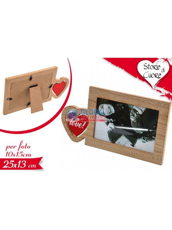 PORTAFOTO LEGNO C/CUORE