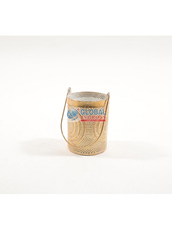 LANTERNA PORTACANDELA ORO METALLO 14cm