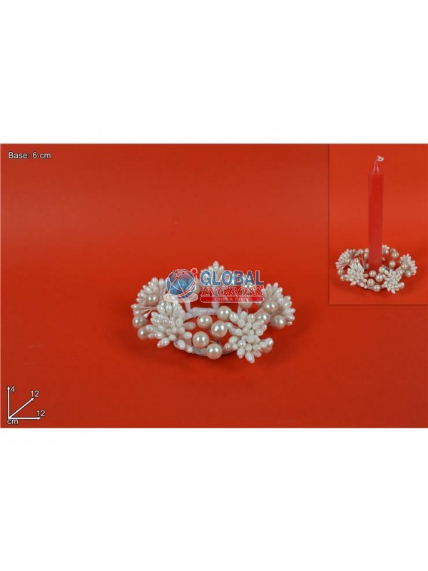 GIROCANDELA C/PERLE BIANCHE 6cm .m