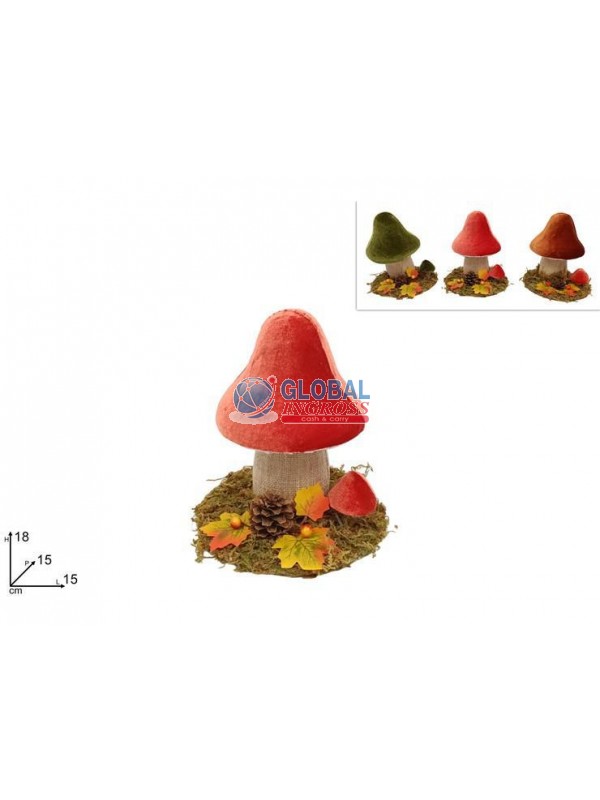 DECORAZIONE C/FUNGHI 18cm COL.ASS.