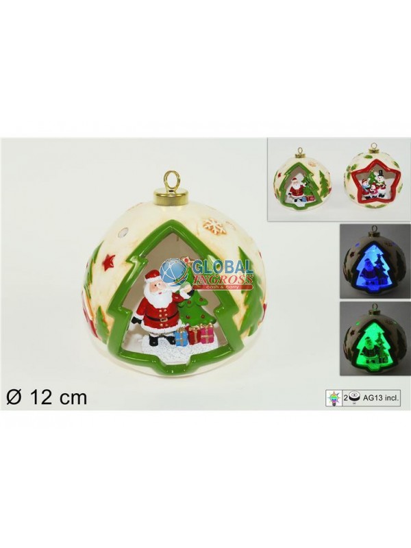 PALLA CERAMICA C/LUCE 12cm SOGG.ASS.