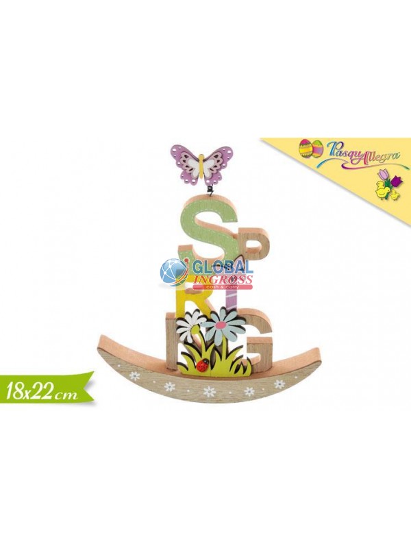 DECORAZIONE SCRITTA SPRING LEGNO 18x22cm