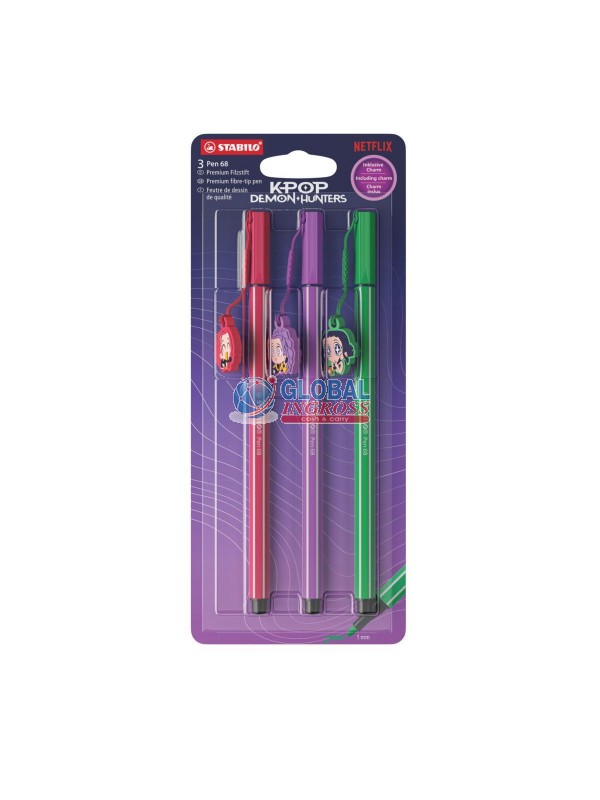 STABILO K-POP PEN 68 C/CHARM BLISTER 3pz DEMON HUNTERS ASS.1