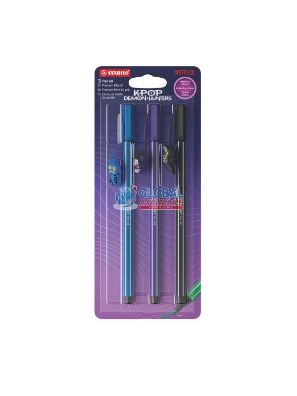 STABILO K-POP PEN 68 C/CHARM BLISTER 3pz DEMON HUNTERS ASS.2