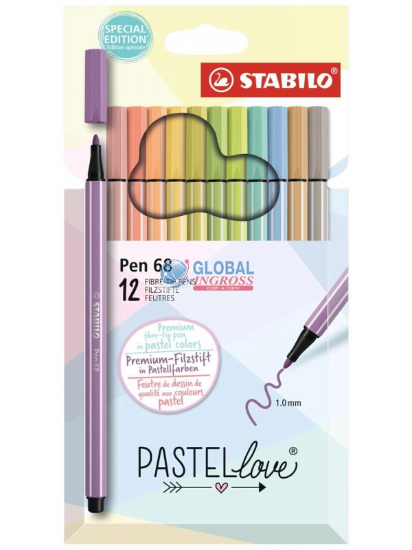 STABILO PEN68 12 coloriPASTEL.