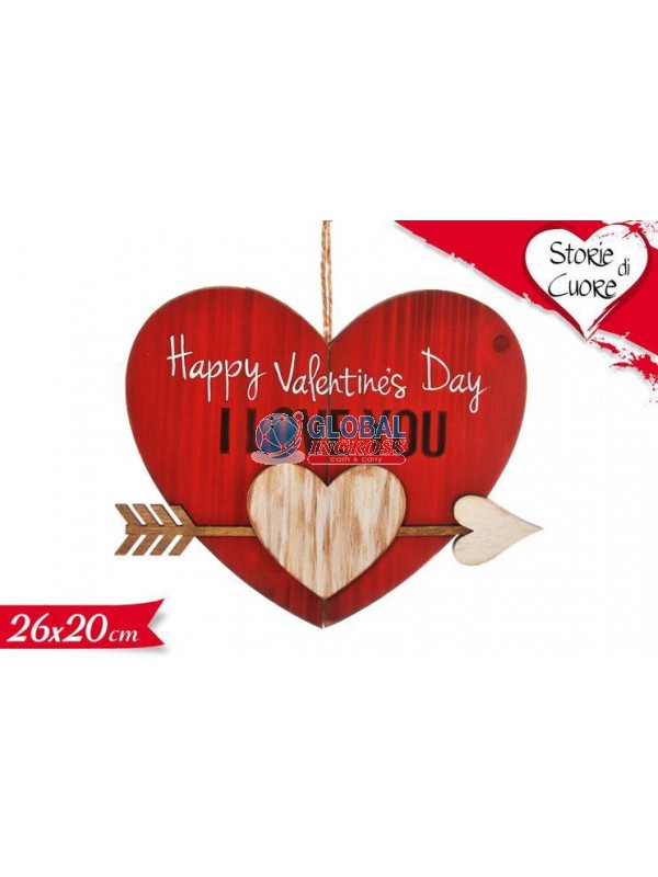 PENDAGLIO CUORE LOVE LEGNO 26x20cm