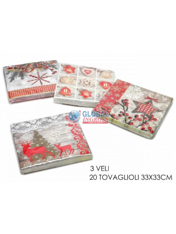 TOVAGLIOLI NATALE 20pz 33x33