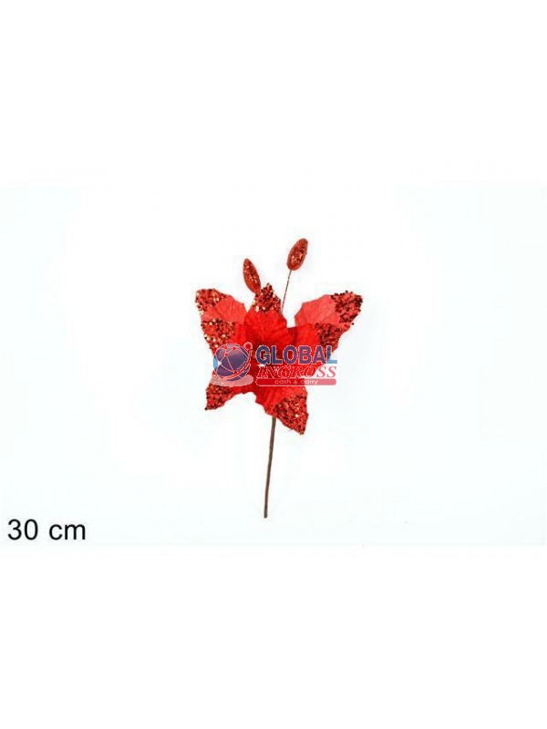 FIORE VELLUTO ROSSO C/GLITTER