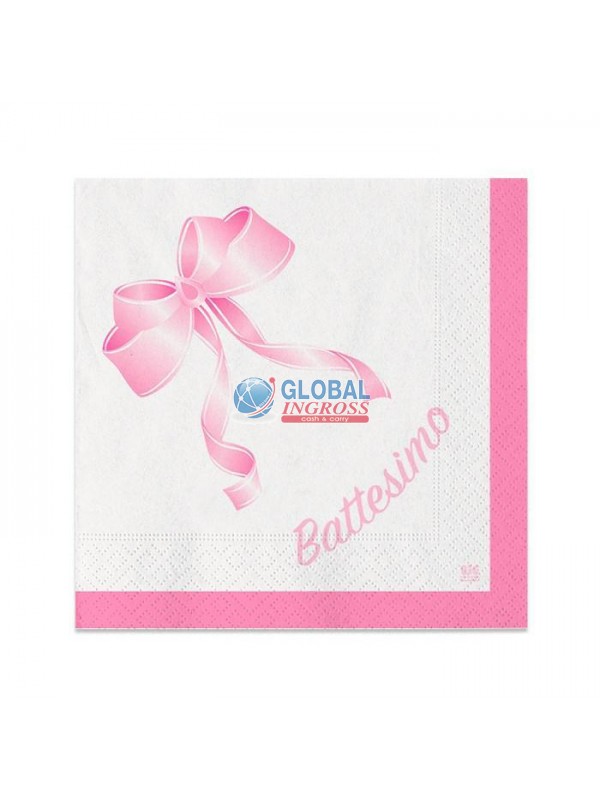 MINI TOVAGLIOLI BATTESIMO FIOCCO ROSA 20pz