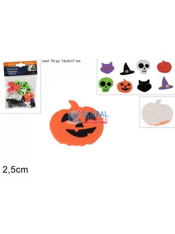 DECORAZIONI ADESIVE HALLOWEEN 75pz 2,5cm