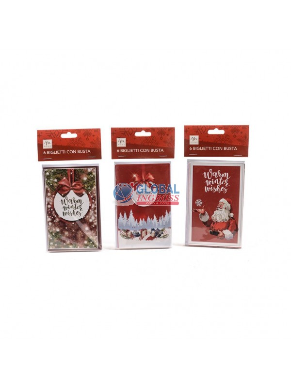 SET 6 BIGLIETTI NATALE C/BUSTA 8x13