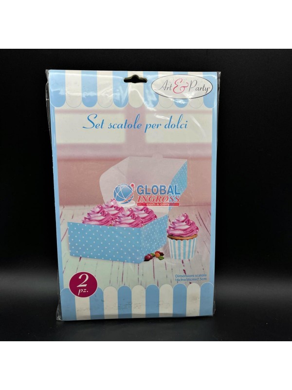 BOX P/CUPCAKE 2pz AZZURRO