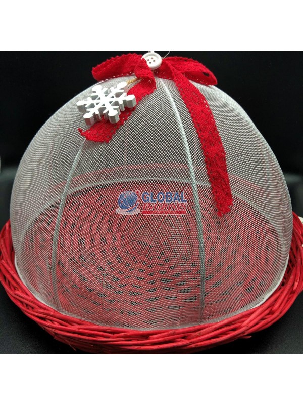 VASSOIO VIMINI ROSSO C/CAMPANA RETE