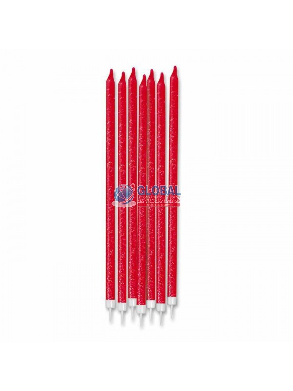 CANDELE MATITA GLITTER ROSSO 12pz