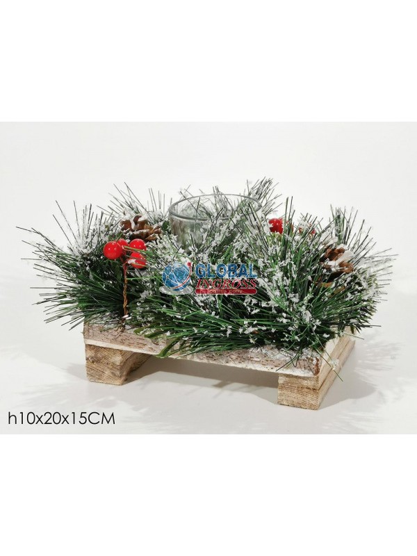 PORTACANDELA 1 POSTO NATURALE C/NEVE