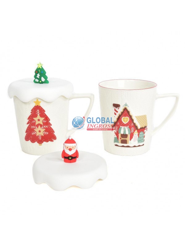TAZZA NATALE 380ml C/COPERCHIO SILICONE ASS.