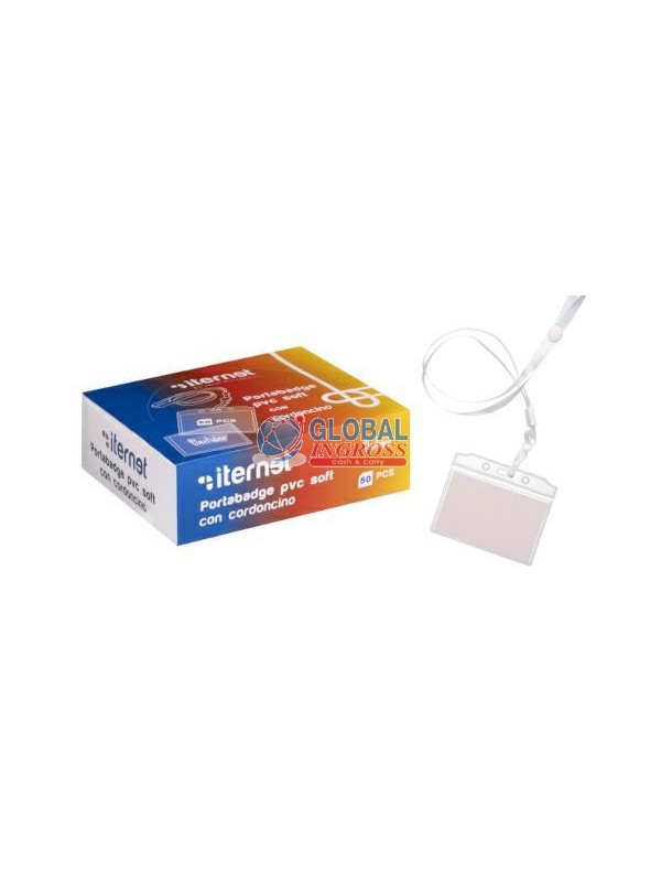 PORTABADGE 91x64mm SOFTPVC + CORDONCINO