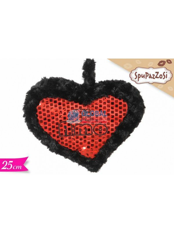 CUORE 25cm PELUCHE NERO