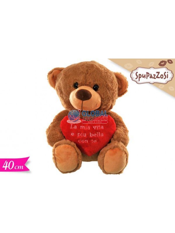 PELUCHE ORSO C/CUORE 40cm LA MIA VITA...