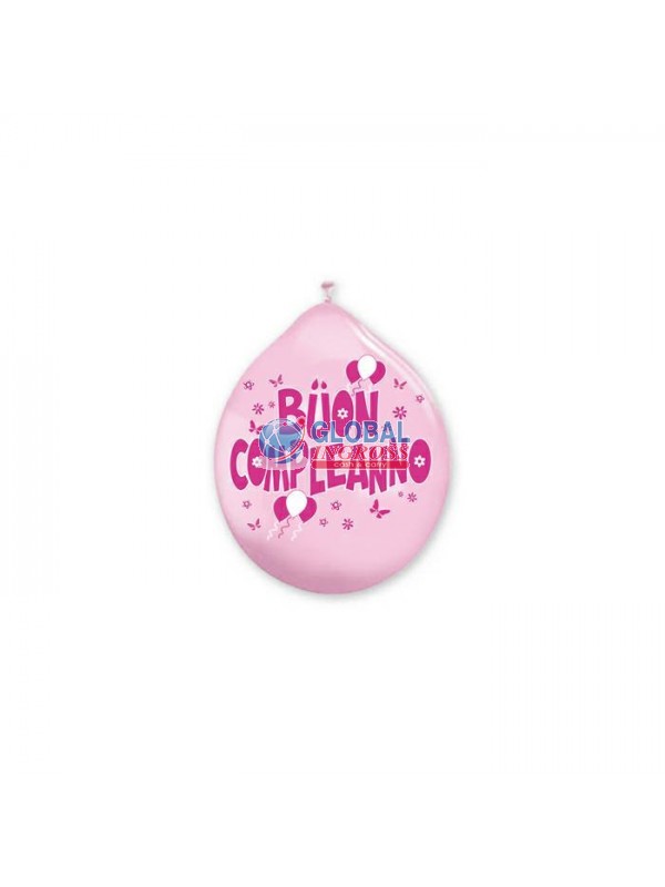 PALLONCINI MEDIUM 20pz B.COMPLEANNO ROSA 10'/26cm