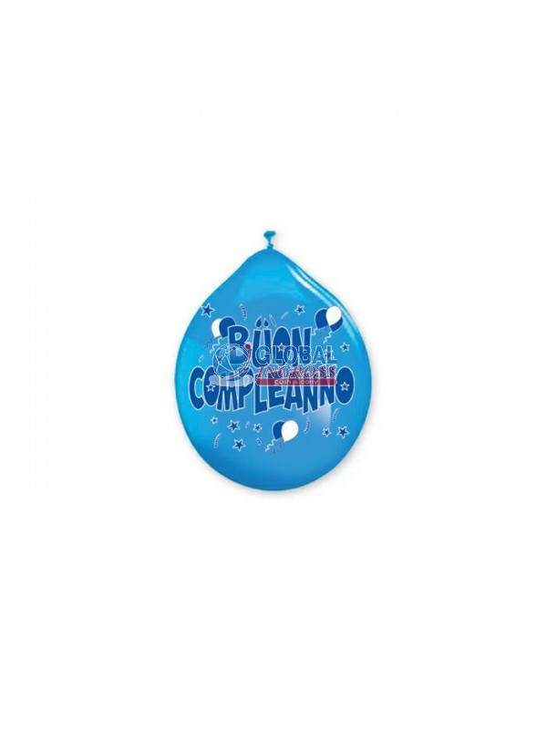 PALLONCINI MEDIUM 20pz B.COMPLEANNO CELESTE 10'/26cm