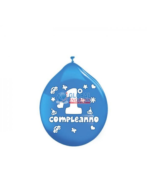 PALLONCINI MEDIUM 20pz 1'COMPLEANNO CELESTE 10'/26cm