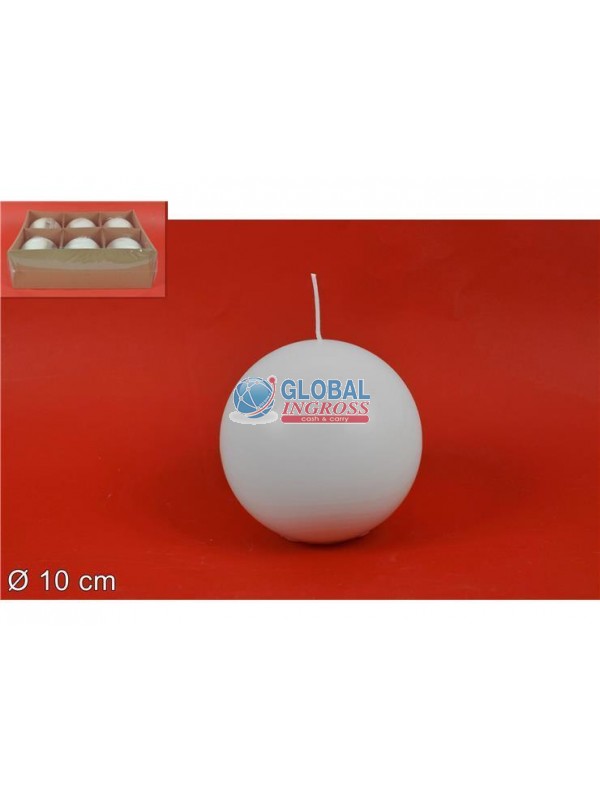 CANDELA PALLA 10cm BIANCO
