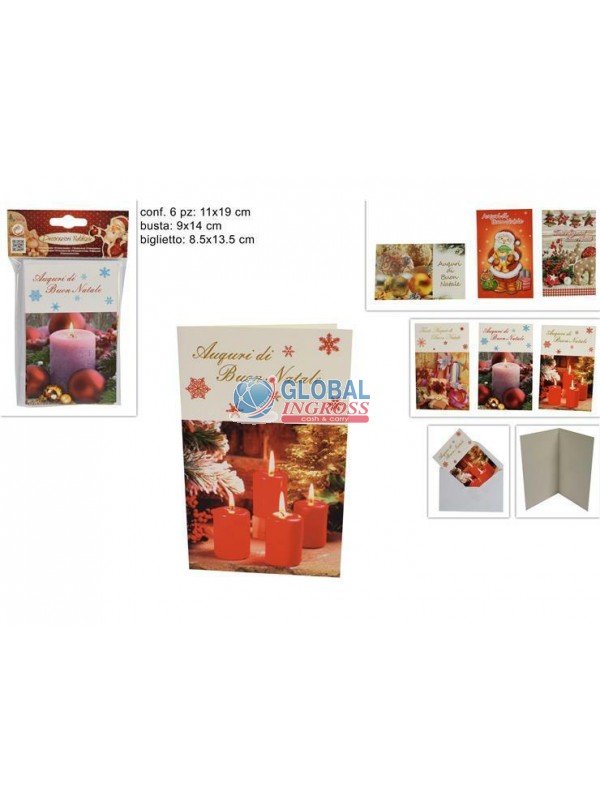 BIGLIETTI NATALE 9x14 C/BUSTE 6pz