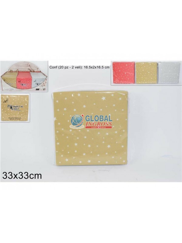 TOVAGLIOLI NATALE STELLINE 33x33 20pz