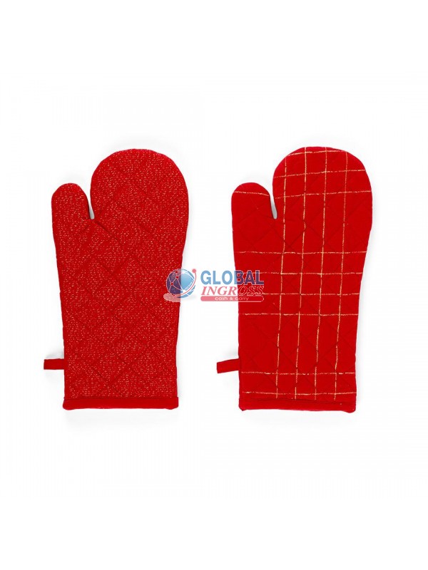 GUANTO FORNO ROSSO E LUREX ORO