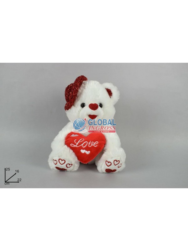 PELUCHE ORSO C/CUORE E CAPPELLO