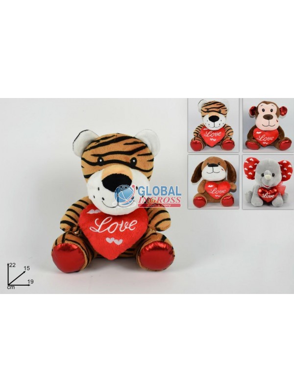 PELUCHE ANIMALETTO C/CUORE 22cm ASS.
