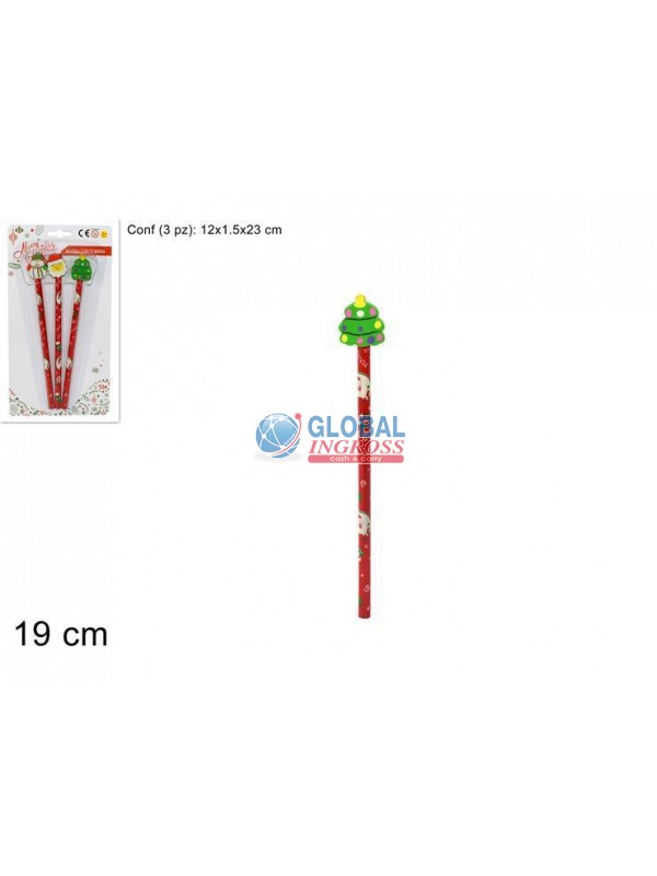MATITA C/GOMMA NATALE 3pz