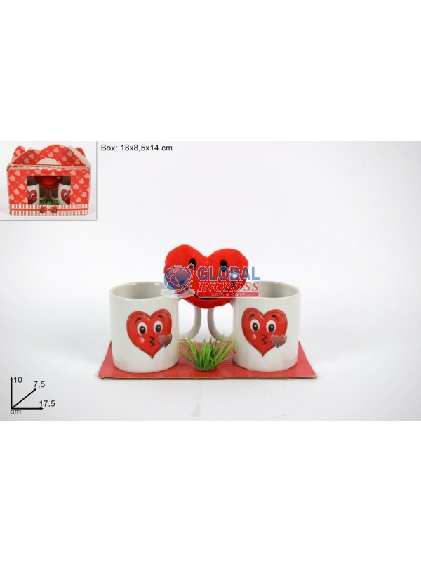 TAZZINE C/CUORE PELUCHE2pz