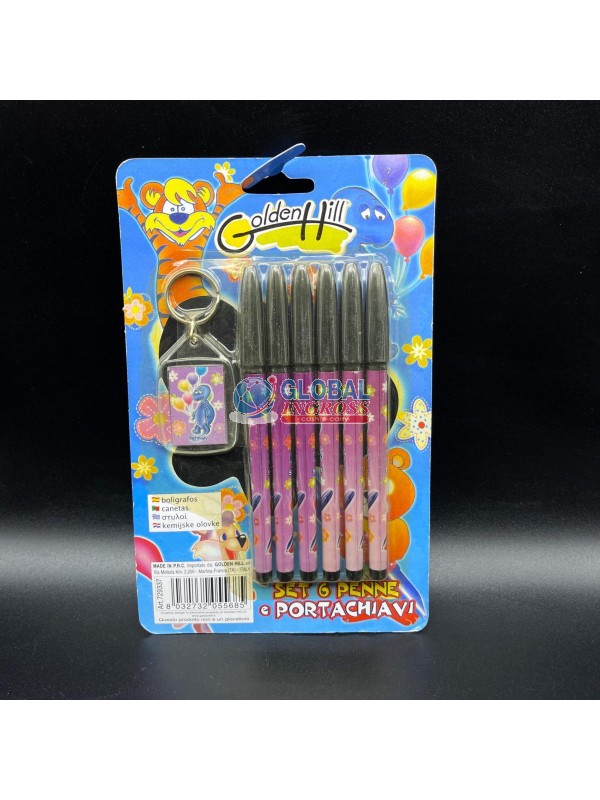 SET 6 PENNE + PORTACHIAVI ASS.