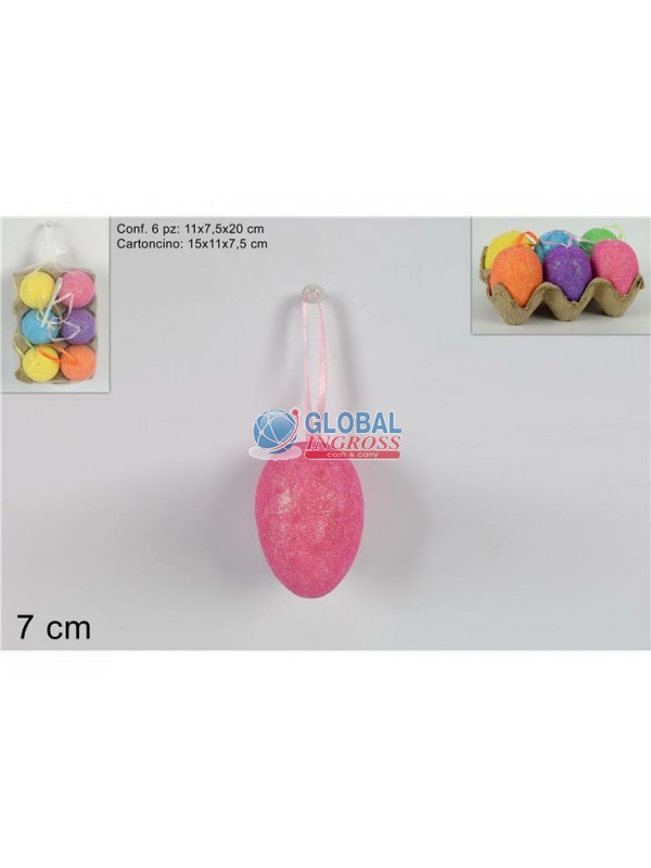 UOVA COLORATE 7cm 6pz SU BASE CARTA