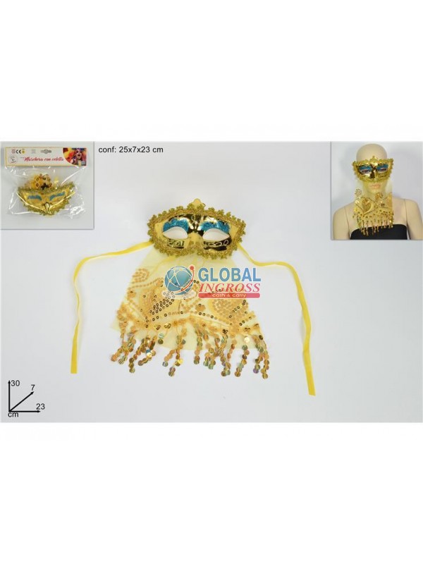 MASCHERA PAILLETTES C/VELETTA