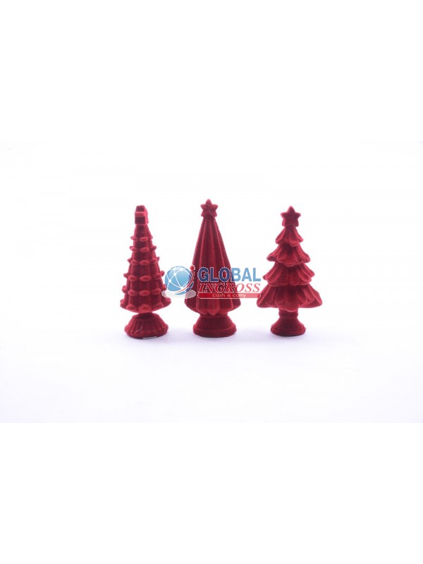 ALBERO FLOCCATO ROSSO IN RESINA 10cm ASS.