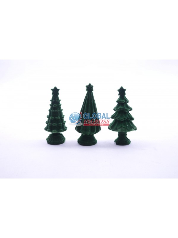 ALBERO FLOCCATO VERDE IN RESINA 10cm ASS.
