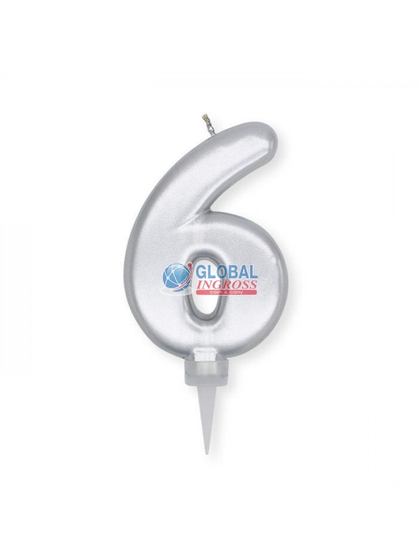 CANDELINA PLUMP ARGENTO6 10cm