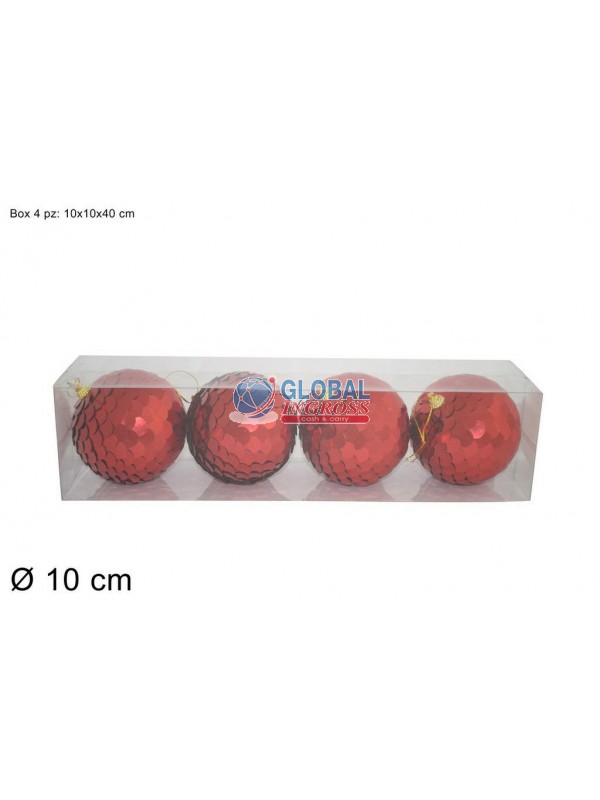 PALLE PAILLETTES ROSSO 10cm 4pz