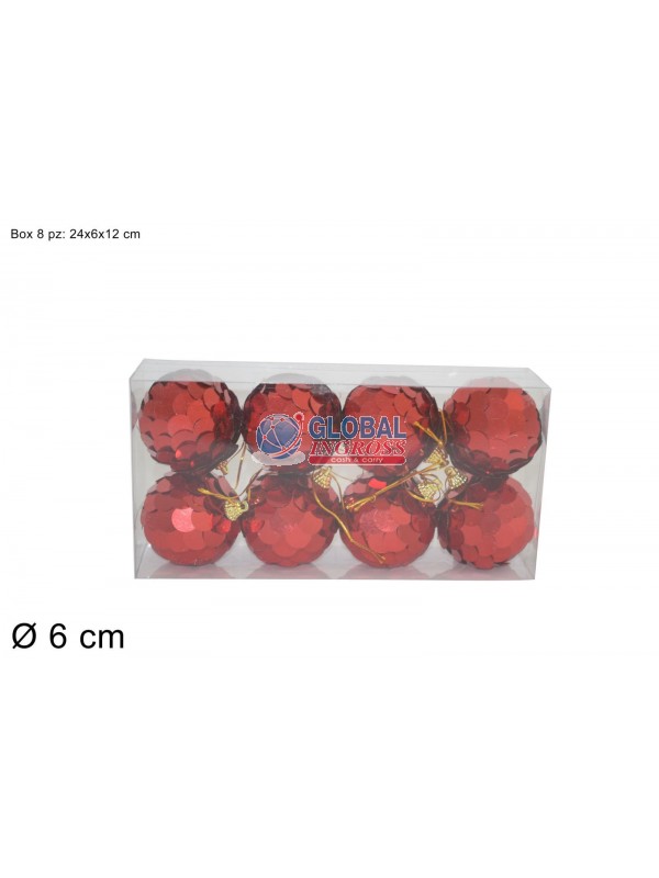 PALLE PAILLETTES ROSSO 6cm 8pz