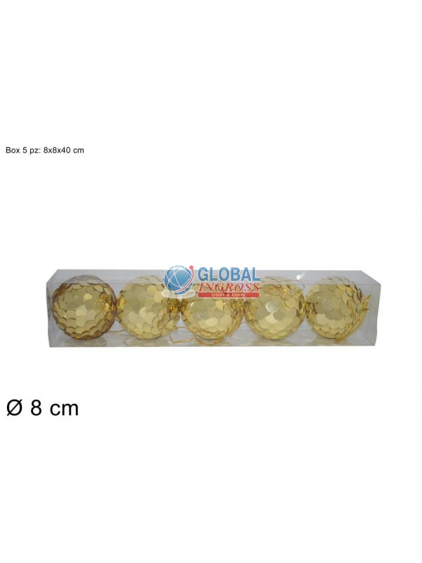 PALLE PAILLETTES ORO 8cm 5pz