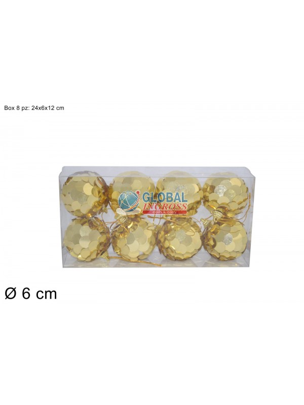 PALLE PAILLETTES ORO 6cm 8pz