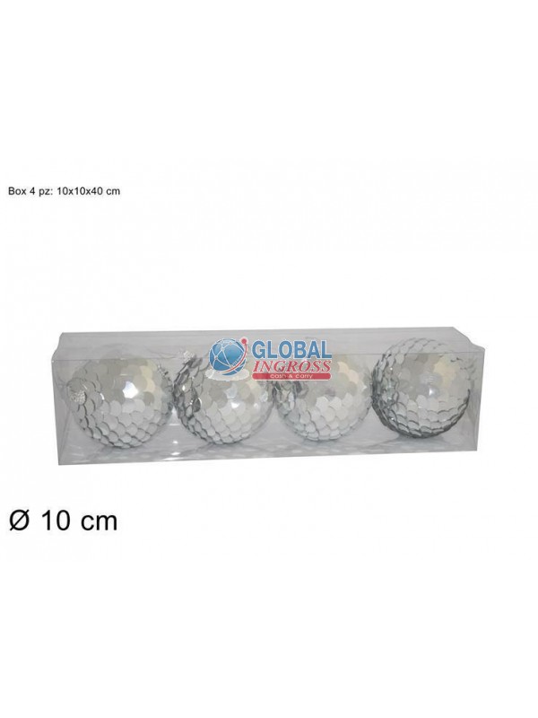 PALLE PAILLETTES SILVER10cm 4pz
