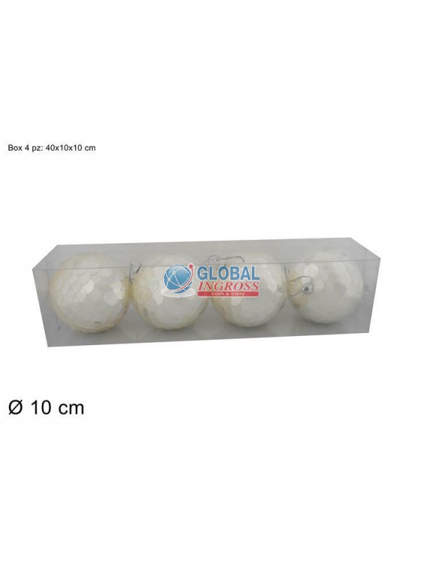 PALLE PAILLETTES BIANCO10cm 4pz