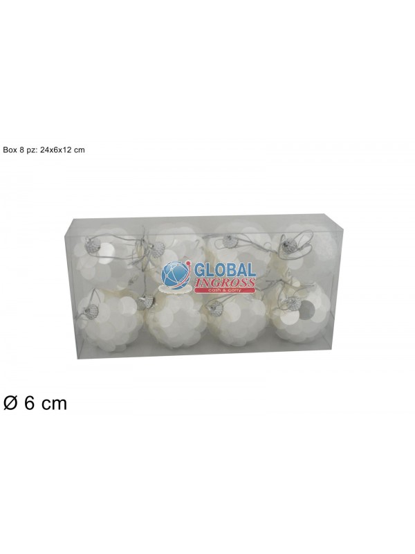 PALLE PAILLETTES BIANCO6cm 8pz
