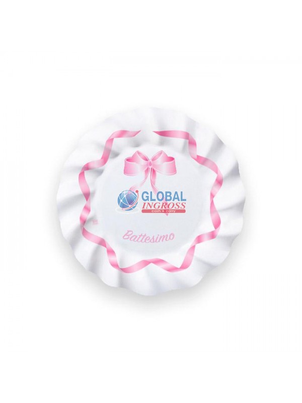 PIATTI BATTESIMO FIOCCOROSA 20cm 8pz