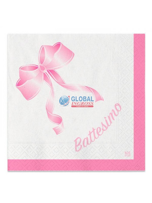 TOVAGLIOLI BATTESIMO FIOCCO ROSA 20pz
