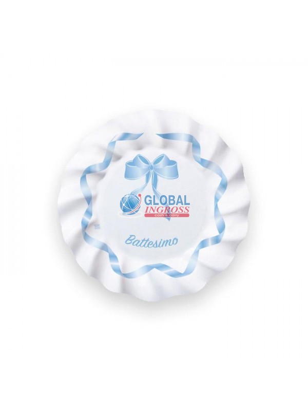 PIATTI BATTESIMO FIOCCOCELESTE 20cm 8pz